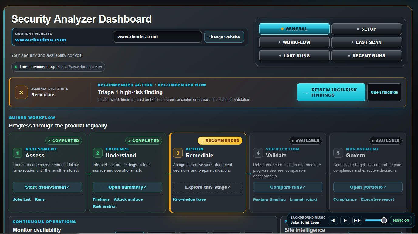 Security Analyzer operational risk matrix